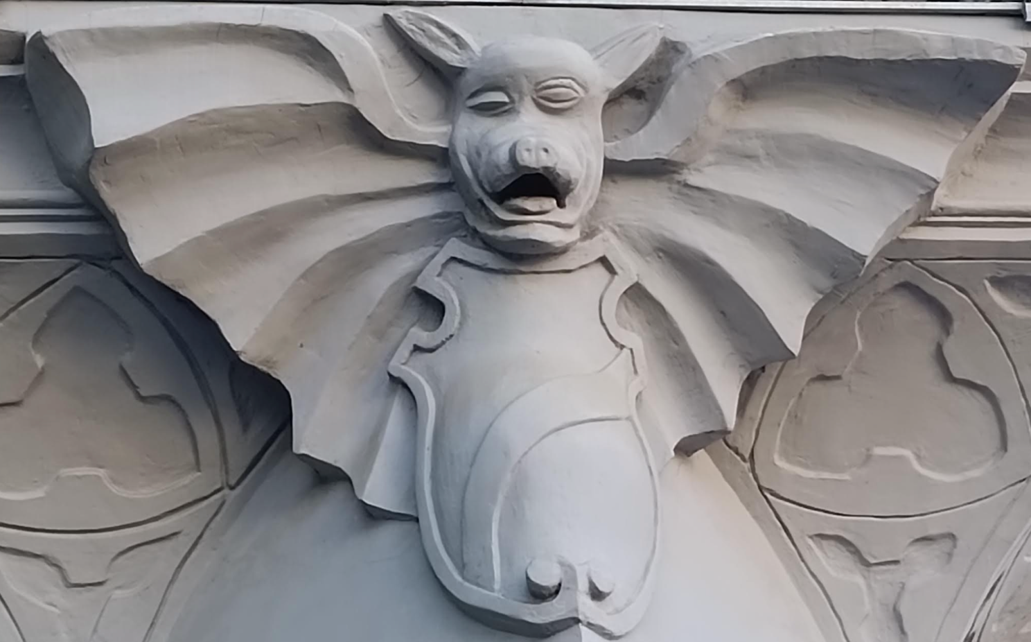 Bat plaster from Art Nouveau facade 